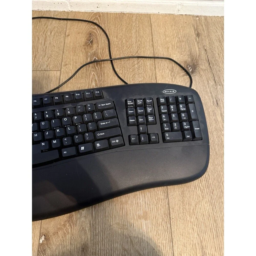 Belkin ErgoBoard Pro Keyboard F8E887‑BLK USB Ergonomic Black – Tested